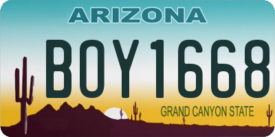 AZ license plate BOY1668