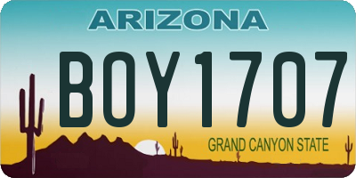 AZ license plate BOY1707