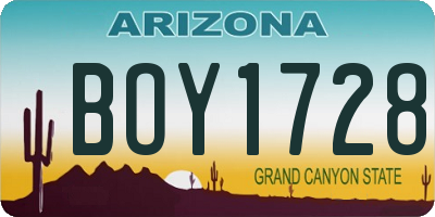AZ license plate BOY1728