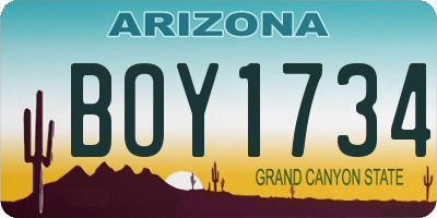 AZ license plate BOY1734