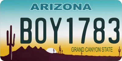 AZ license plate BOY1783