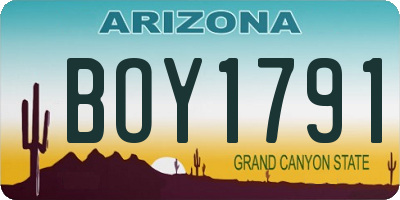 AZ license plate BOY1791