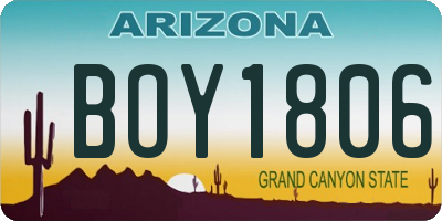 AZ license plate BOY1806