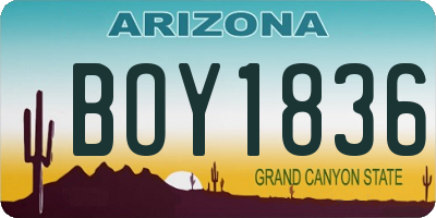 AZ license plate BOY1836