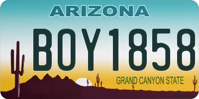 AZ license plate BOY1858