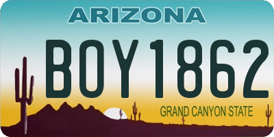 AZ license plate BOY1862
