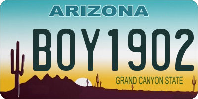 AZ license plate BOY1902