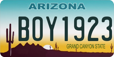 AZ license plate BOY1923