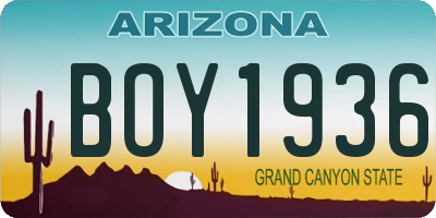AZ license plate BOY1936