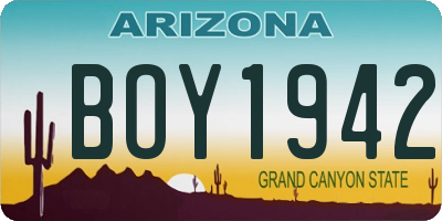 AZ license plate BOY1942