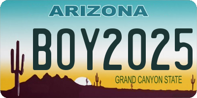 AZ license plate BOY2025