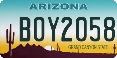 AZ license plate BOY2058