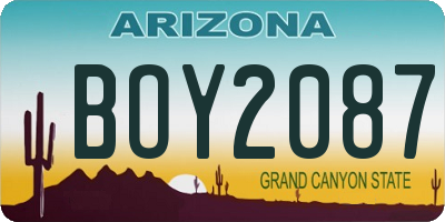 AZ license plate BOY2087