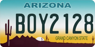 AZ license plate BOY2128