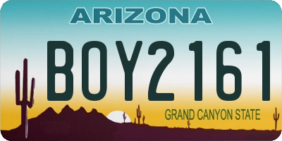 AZ license plate BOY2161