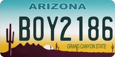 AZ license plate BOY2186