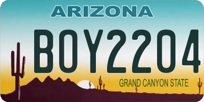 AZ license plate BOY2204