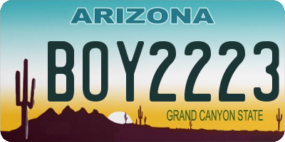 AZ license plate BOY2223