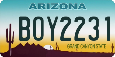 AZ license plate BOY2231