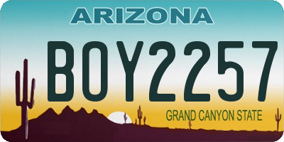 AZ license plate BOY2257