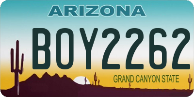 AZ license plate BOY2262