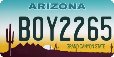 AZ license plate BOY2265
