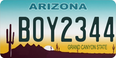 AZ license plate BOY2344