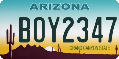AZ license plate BOY2347