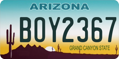 AZ license plate BOY2367