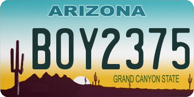 AZ license plate BOY2375