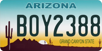 AZ license plate BOY2388