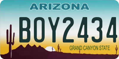 AZ license plate BOY2434