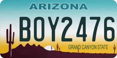AZ license plate BOY2476