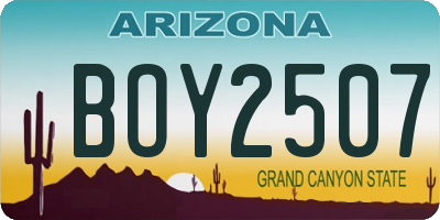 AZ license plate BOY2507