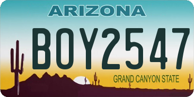 AZ license plate BOY2547