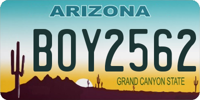 AZ license plate BOY2562