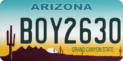 AZ license plate BOY2630