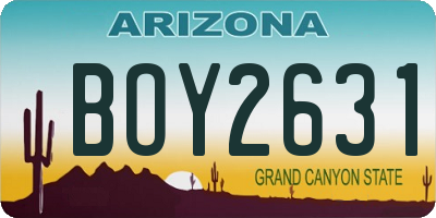 AZ license plate BOY2631