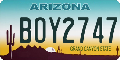 AZ license plate BOY2747