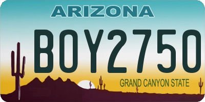 AZ license plate BOY2750