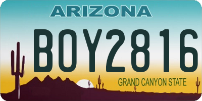 AZ license plate BOY2816