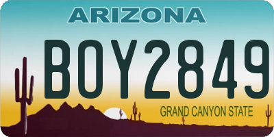 AZ license plate BOY2849