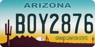 AZ license plate BOY2876