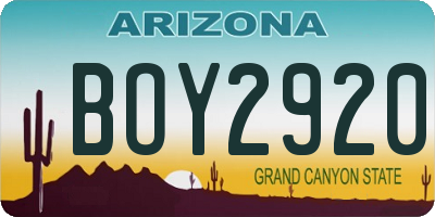 AZ license plate BOY2920