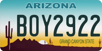 AZ license plate BOY2922
