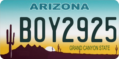 AZ license plate BOY2925
