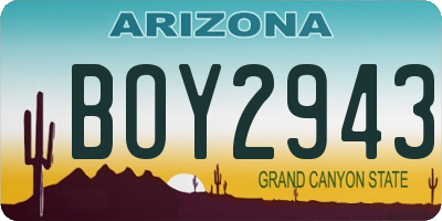 AZ license plate BOY2943