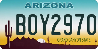 AZ license plate BOY2970