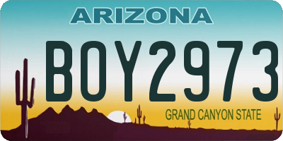AZ license plate BOY2973
