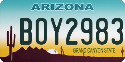 AZ license plate BOY2983